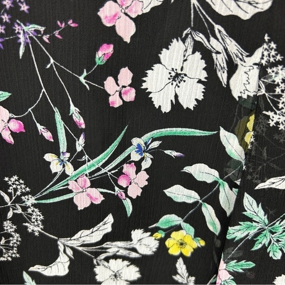 BCBGeneration Floral Chiffon Mini Dress Size XS Black Sheer Sleeve Boho - Picture 15 of 16